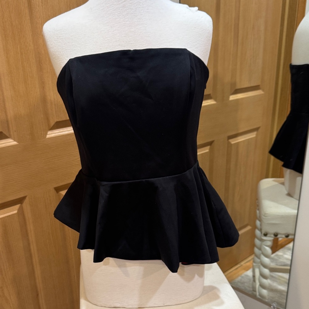 White House Black Market Strapless Black Peplum Dress